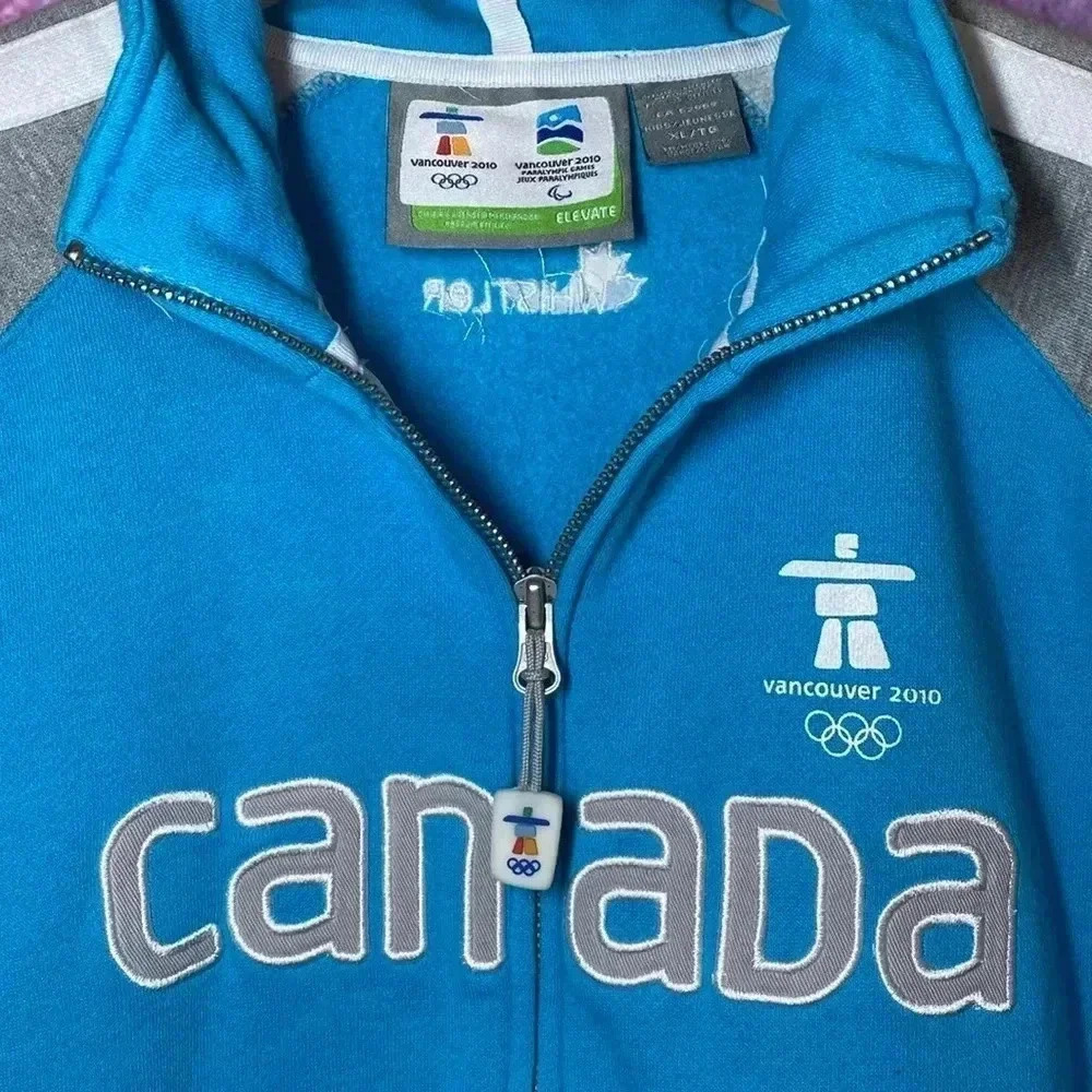 Kids Canada Olympic Sweatshirt Hoodie Team Mens XL Full Zip Blue Gray - Picture 6 of 8